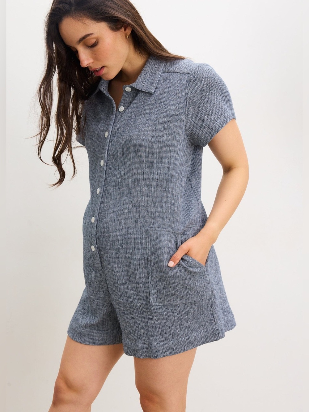 Hatch Lenora Cotton Gauze Maternity Shorts Romper size medium